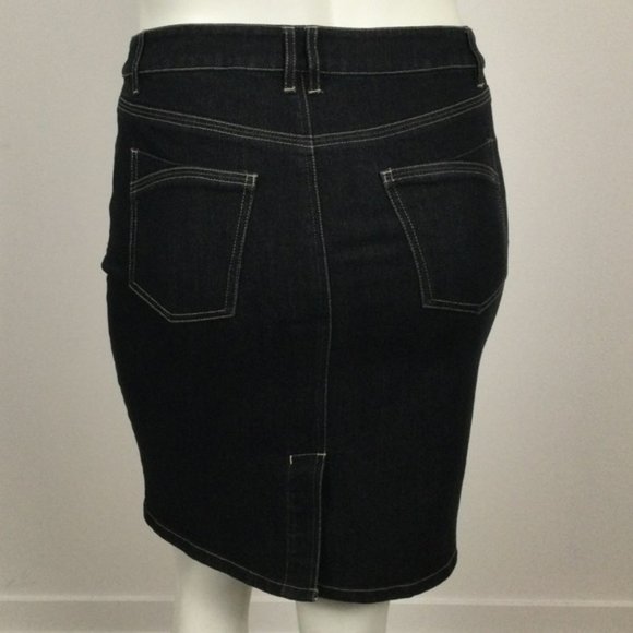 👛 (ANY 2/$20) BELLISSIMA Pencil Blue Denim Jean Skirt, 12 - Picture 4 of 9